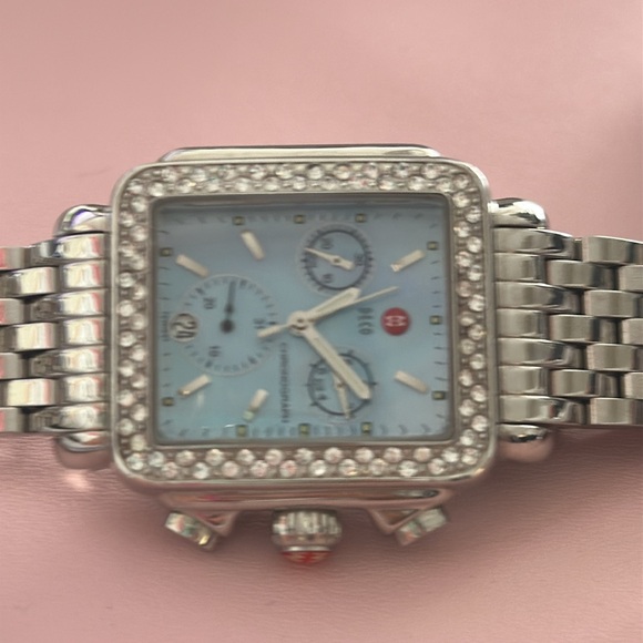 SOLD Gorgeous diamond Michele Deco watch baby Blue face - Picture 9 of 15